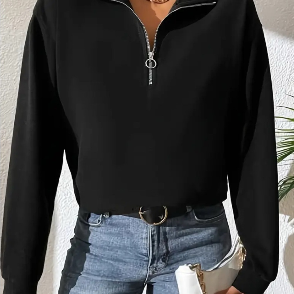 SHEIN Black Boxy Long Sleeve Hoodie